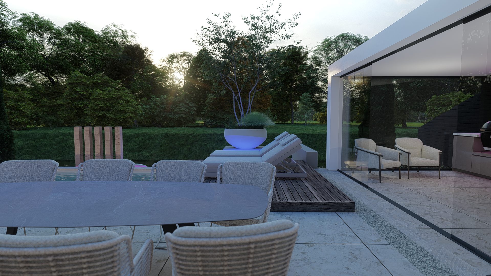 Strak minimalistisch tuinontwerp met poolhouse in Assendelft, Assendelft (13)