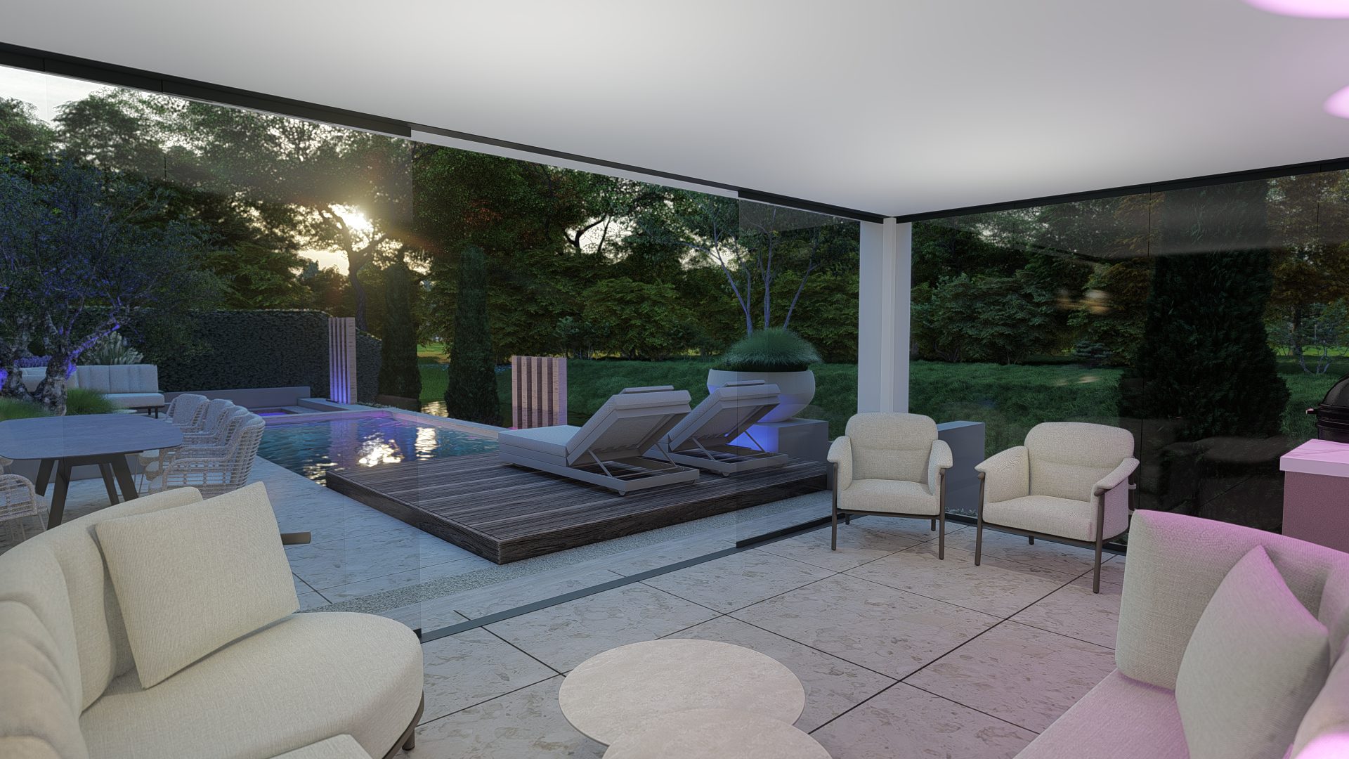 Strak minimalistisch tuinontwerp met poolhouse in Assendelft, Assendelft (14)