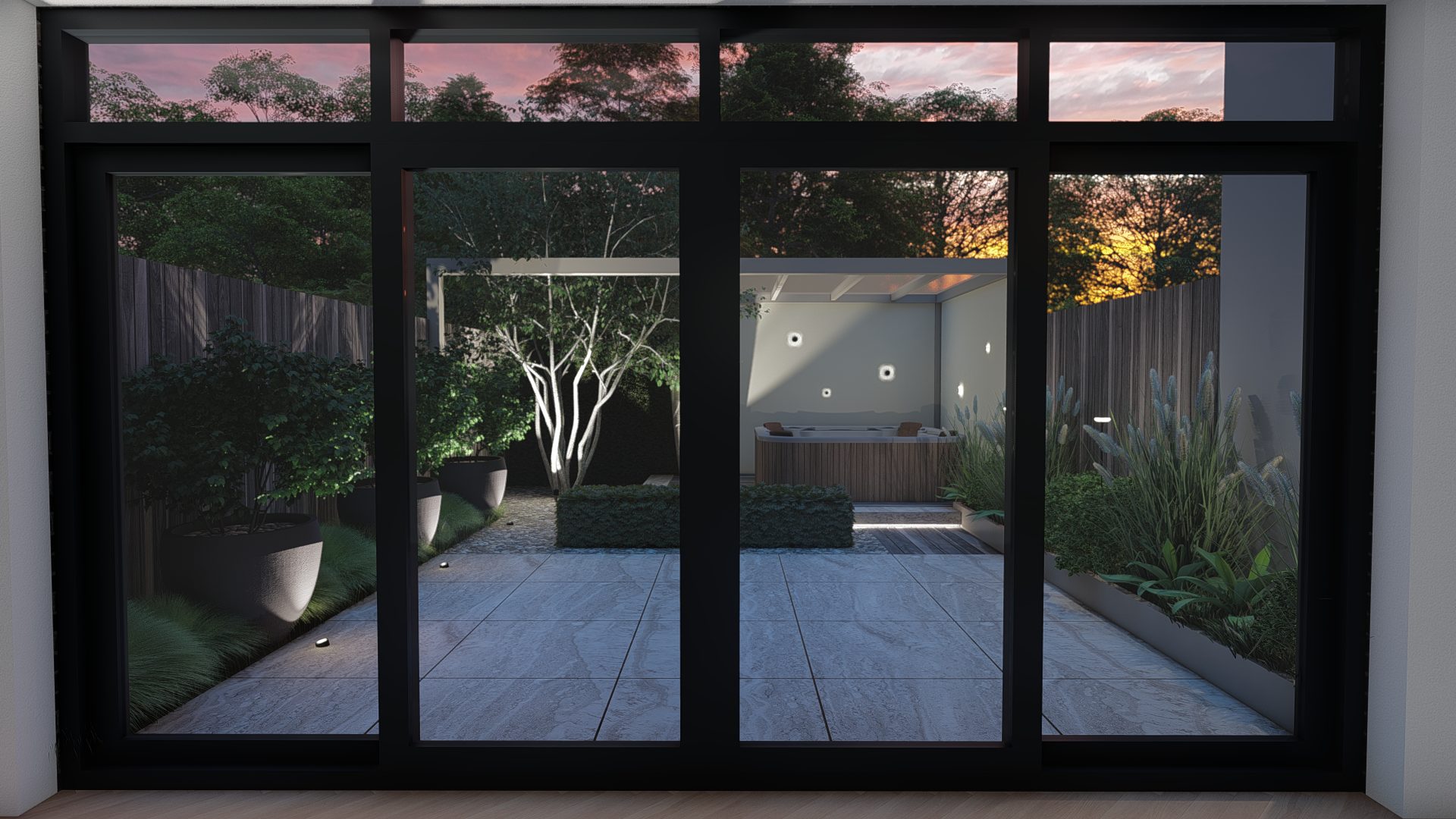 Strakke luxe tuinontwerp met spa en pergola in Amsterdam, Amsterdam (3)