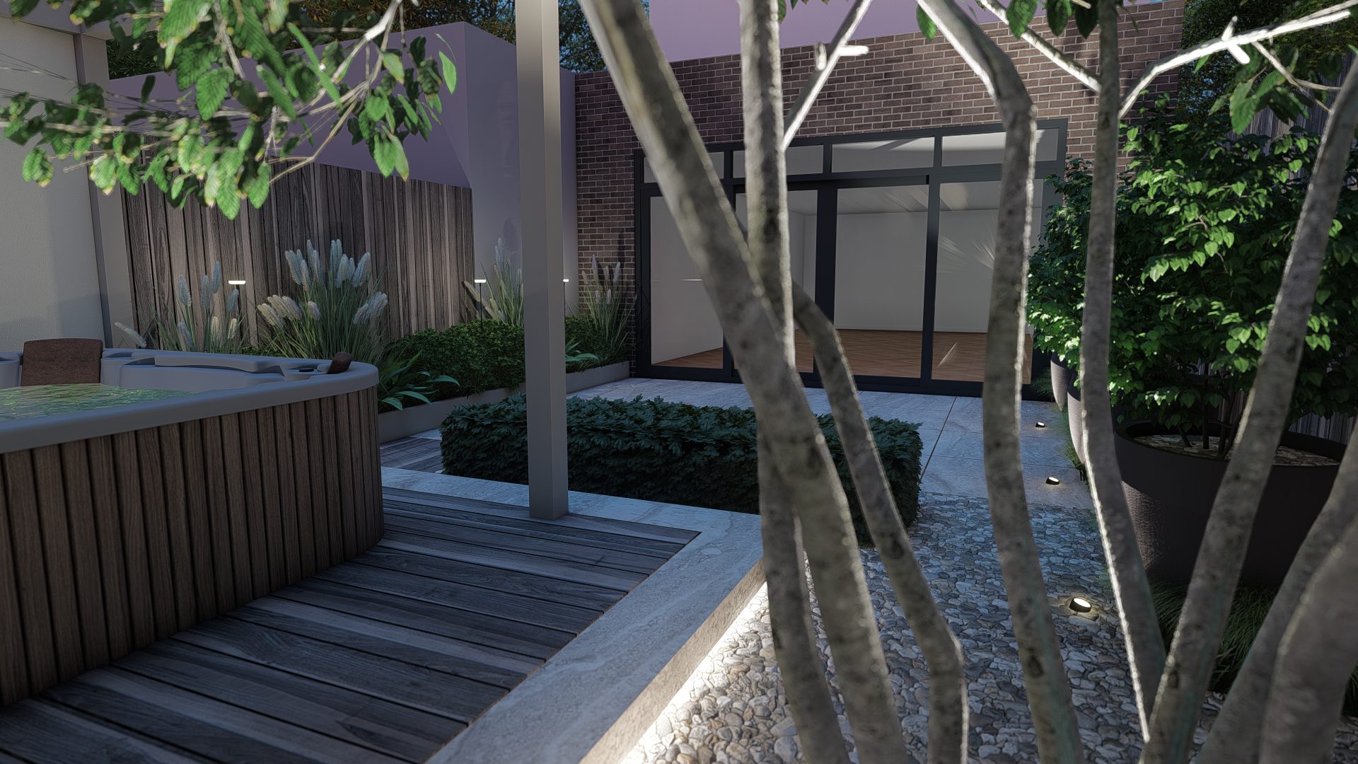 Strakke luxe tuinontwerp met spa en pergola in Amsterdam, Amsterdam (7)