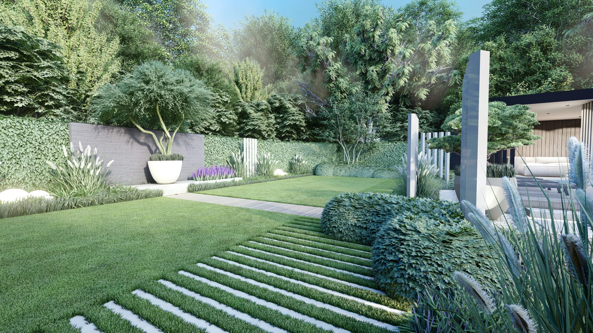 Strak Japandi-tuinontwerp met zwembad in Casteren, Casteren (18)