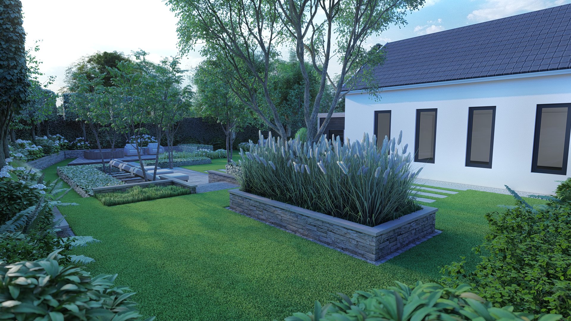 Strak minimalistisch tuinontwerp met poolhouse in Arnemuiden, Arnemuiden (2)