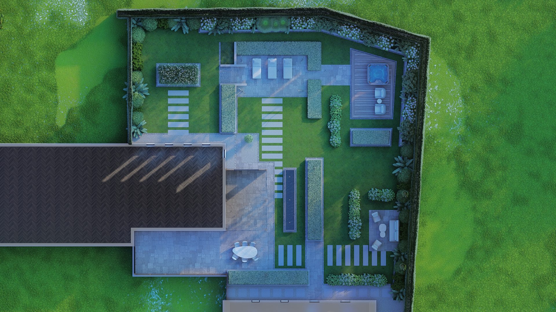 Strak minimalistisch tuinontwerp met poolhouse in Arnemuiden, Arnemuiden (4)