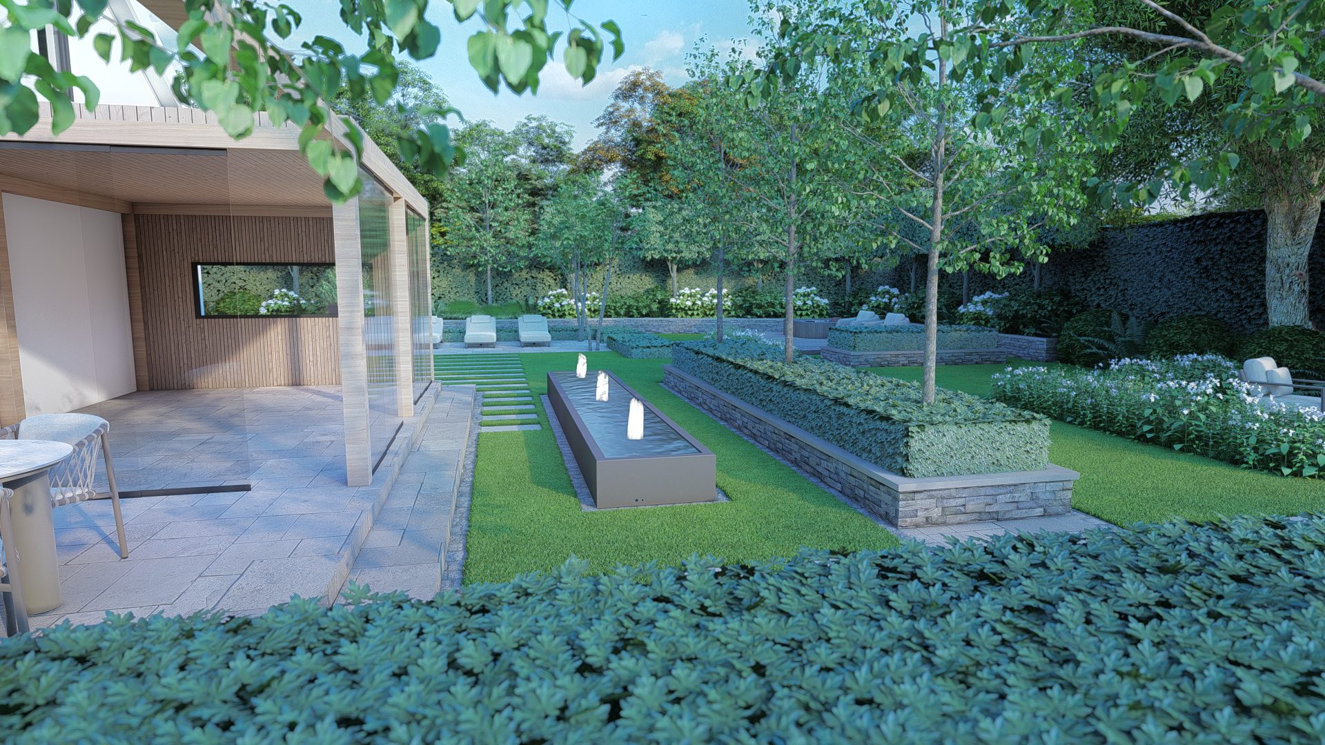 Strak minimalistisch tuinontwerp met poolhouse in Arnemuiden, Arnemuiden (6)